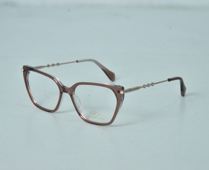 Sellott Paris - Luxury Peach Transparent Cat Eye Studded Golden Side